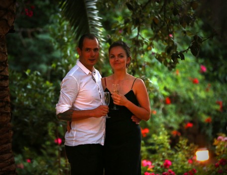 wedding guests in garden - Biniarroca